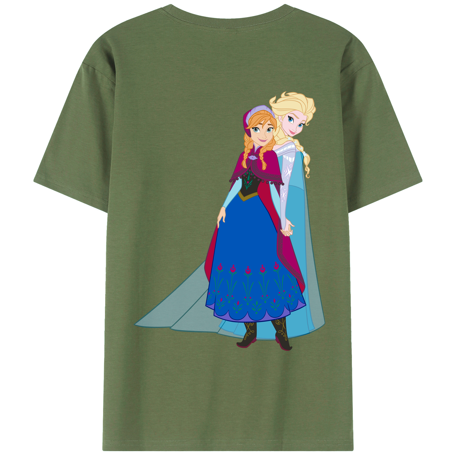 （画像用） アナと雪の女王 アンナ エルサ Frozen Anna Elsa 綿100％ メンズ半袖Tシャツ（バックプリント） 通気性